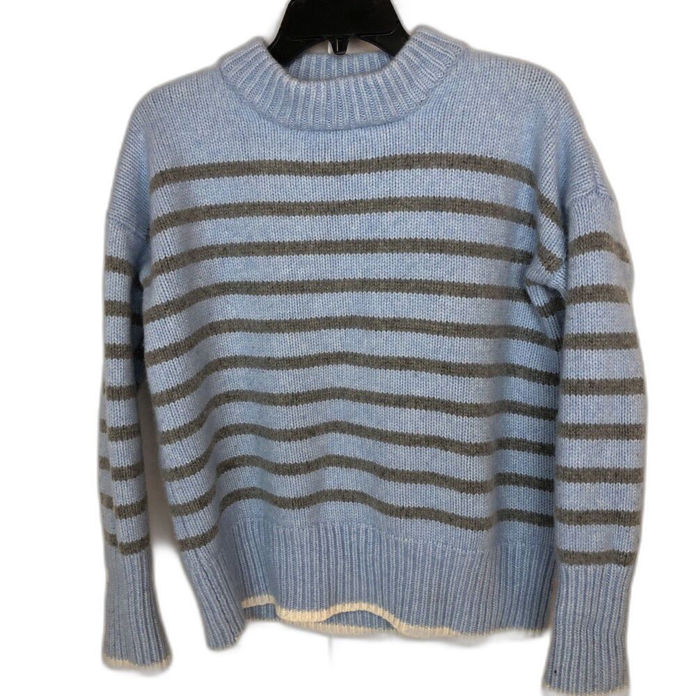La Ligne Marin Sweater Blue Gray Striped Wool Cashmere Knit Small Long Sleeve